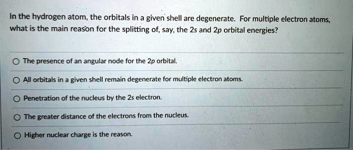 in the hydrogen atom the orbitals in a given shell are degenerate for ...