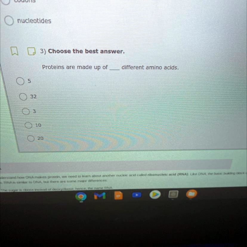 proteins are made up of different amino acids nucleotides 3 choose the