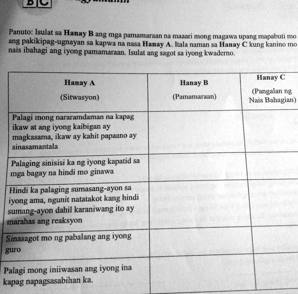 Solved Panuto Isulat Sa Hanay B Ang Mga Pamamaraan Na Maaari Mong Magawa Upang Mapabuti Moang 9704