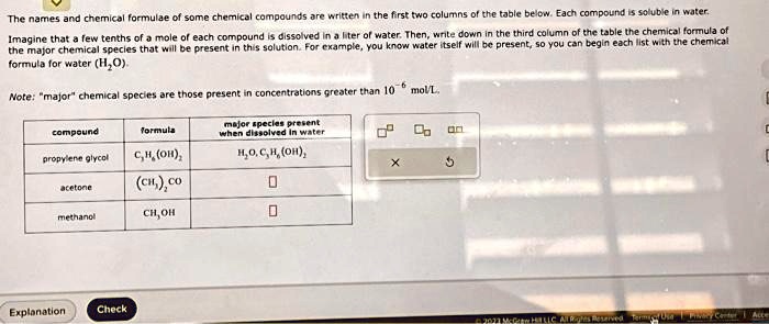 SOLVED formula C2H4 OH 2 CH3 2CO CH3OH major species present