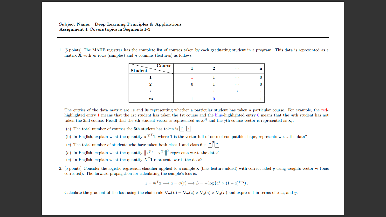 SOLVED: Subject Name: Deep Learning Principles & Applications ...