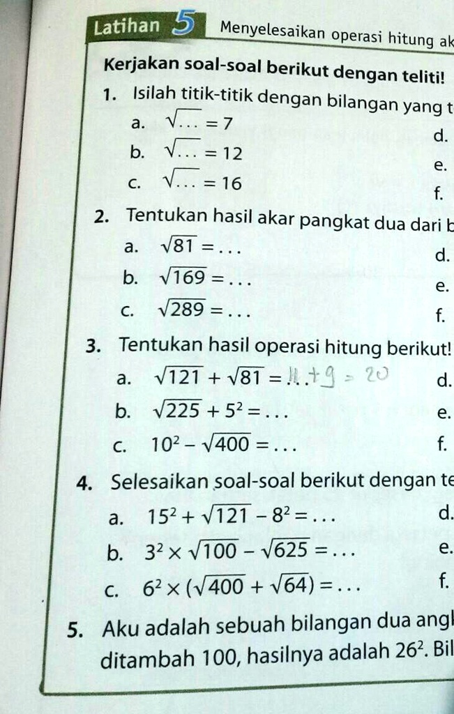 Solved Tolong Kasih Tau Cara Nya Juga Latihan Menyelesaikan Operasi