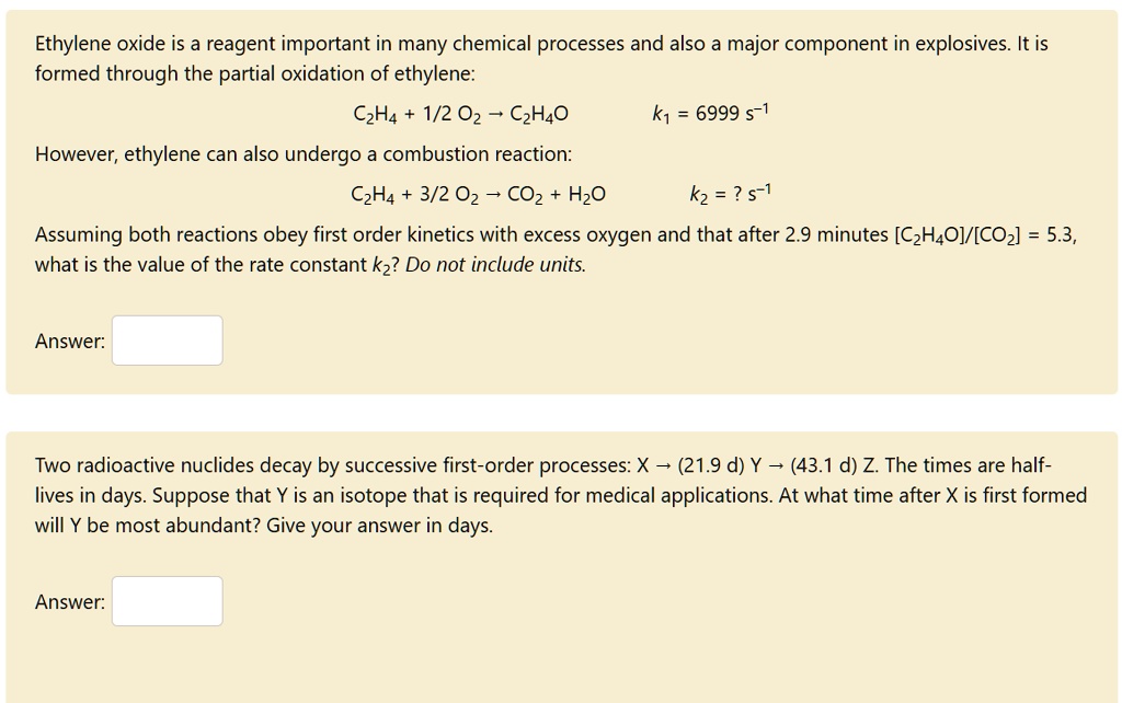 SOLVED Ethylene oxide is a reagent important in many chemical