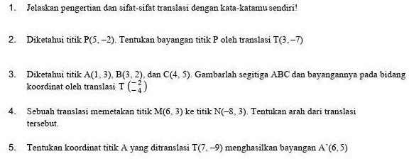 SOLVED: Matematika Kelas 9 Translasi Jelaskan Pengertian Dan Sifat ...