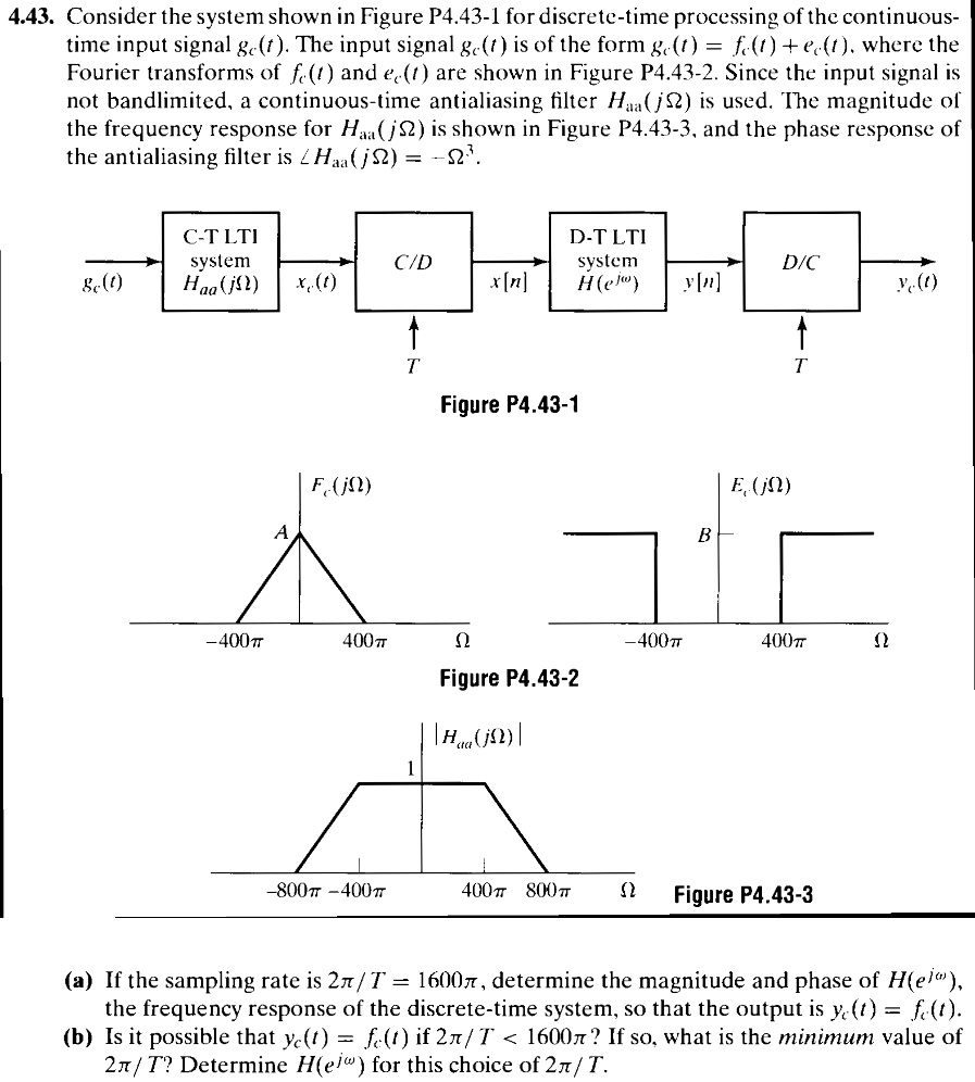 SOLVED From "DiscreteTime Signal Processing" 2nd Ed, 4.43. Consider