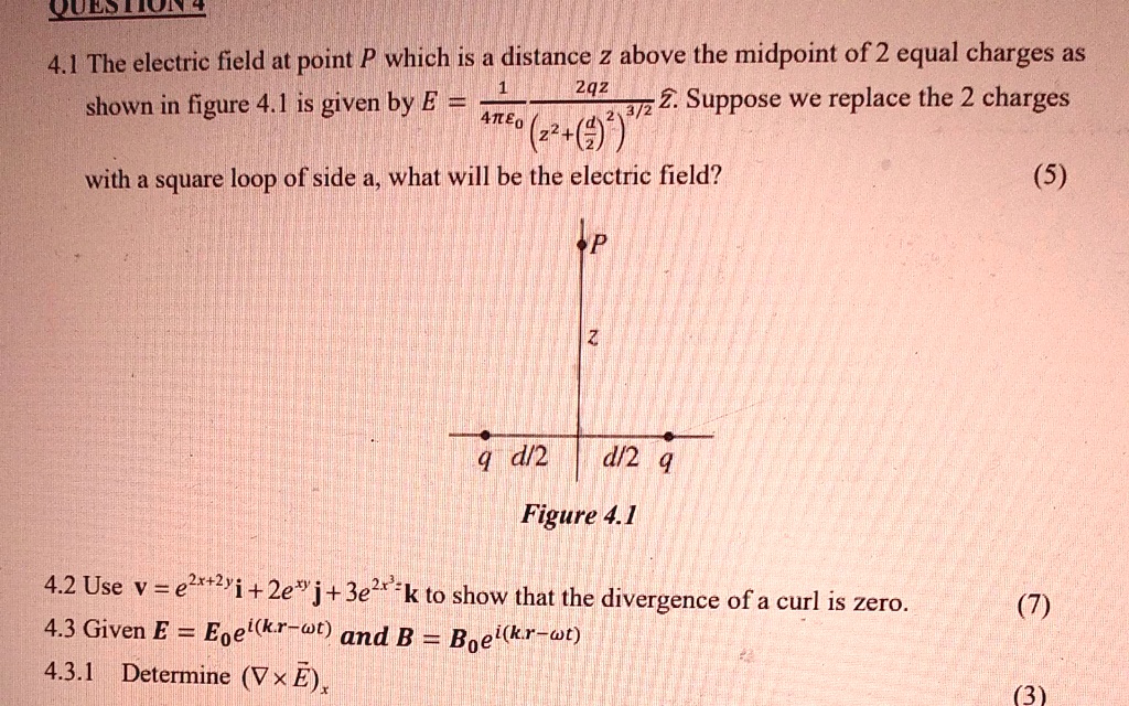 4.1 The electric field at point P, which is a distance z above the ...