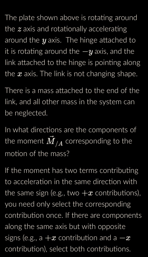 the plate shown above is rotating around the z axis and rotationally ...