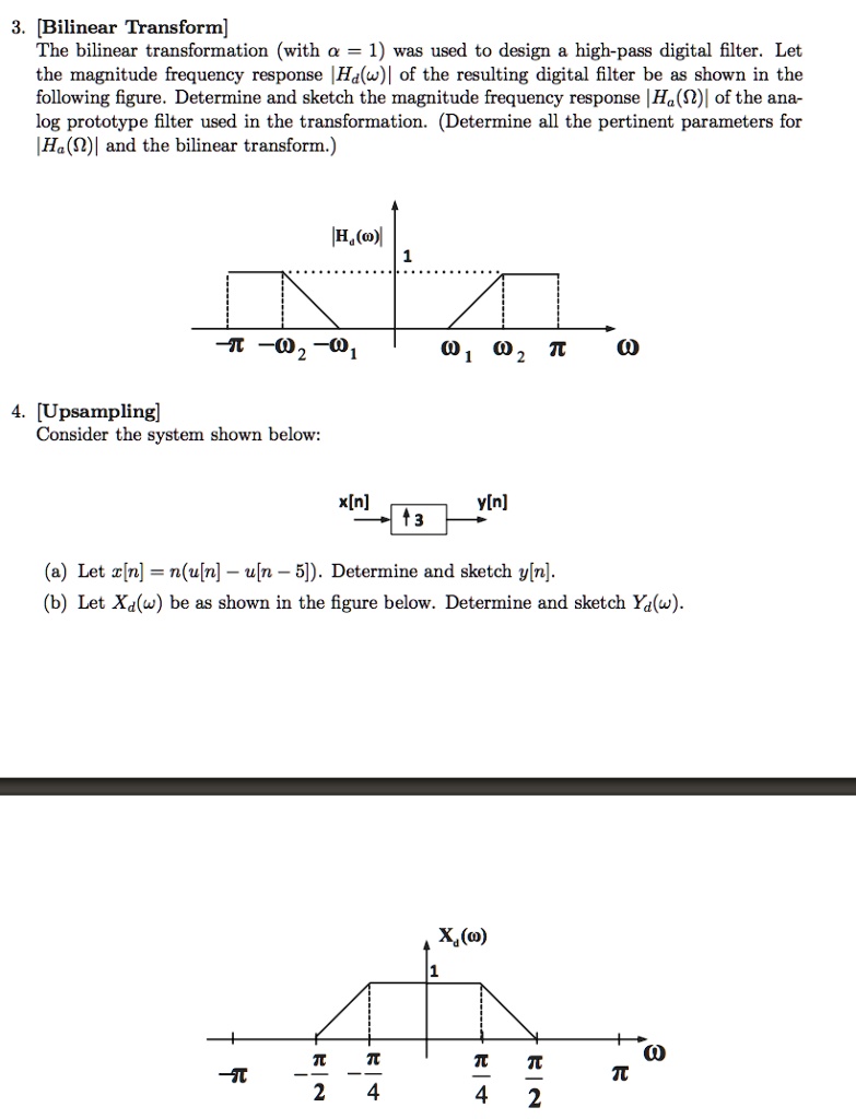 Solved Bilinear Transform The Bilinear Transformation With Î± 1 Was Used To Design A High 2385