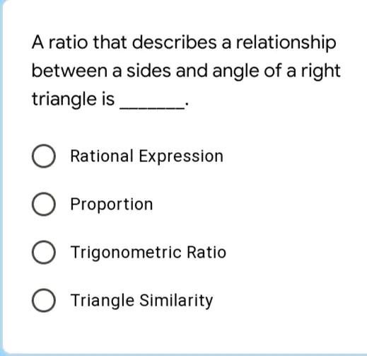 ratio of sides of right angle triangle