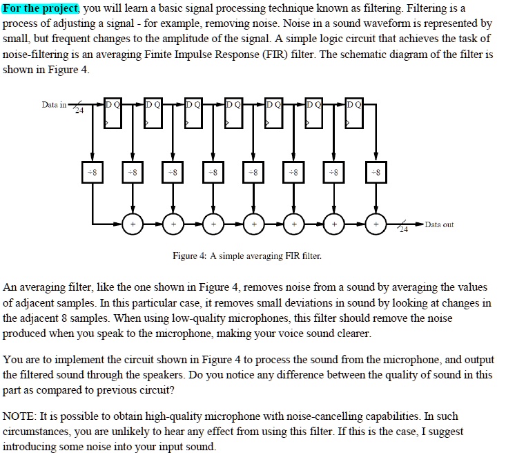 SOLVED Design a 24Bit LowPass Filter in VHDL For the project, you