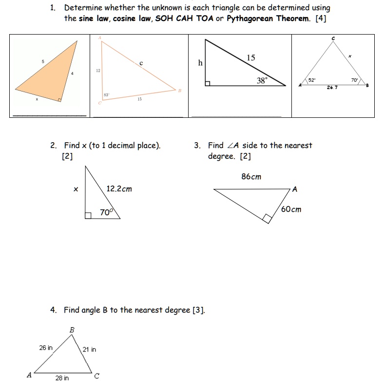 SOLVED: Determine whether the unknown in each triangle can be ...