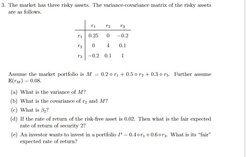 [GET ANSWER] 3. The market has three risky assets. The variance ...