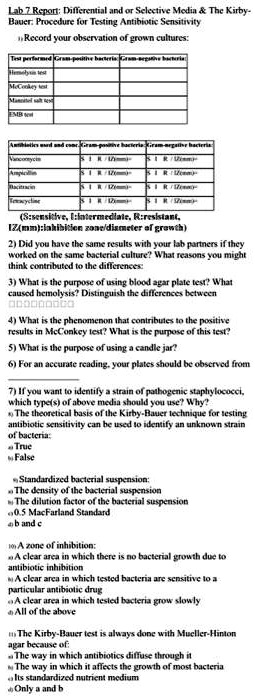 Lab 7 Report: Differential and or Selective Media The...