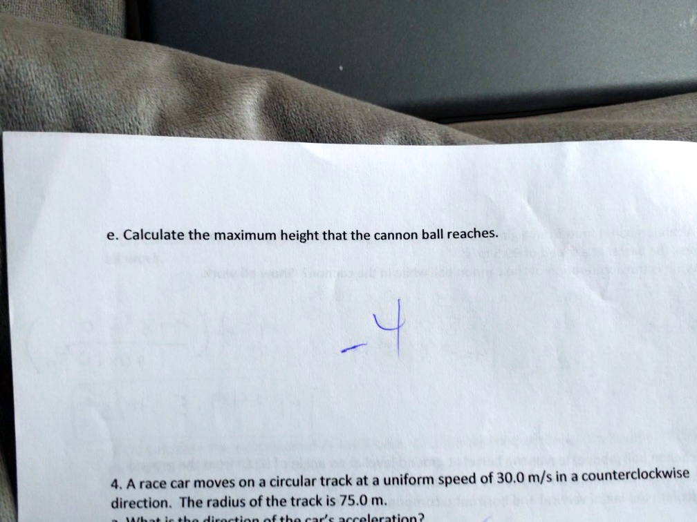 SOLVEDe. Calculate the maximum height that the cannon ball reaches_ A