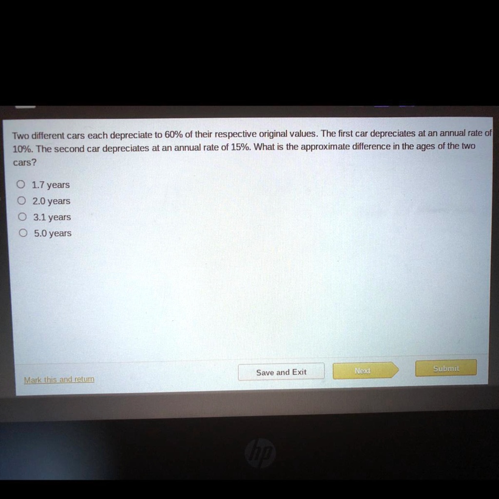 SOLVED HELP ASAP PLEASE Two different cars each depreciate to 60 of