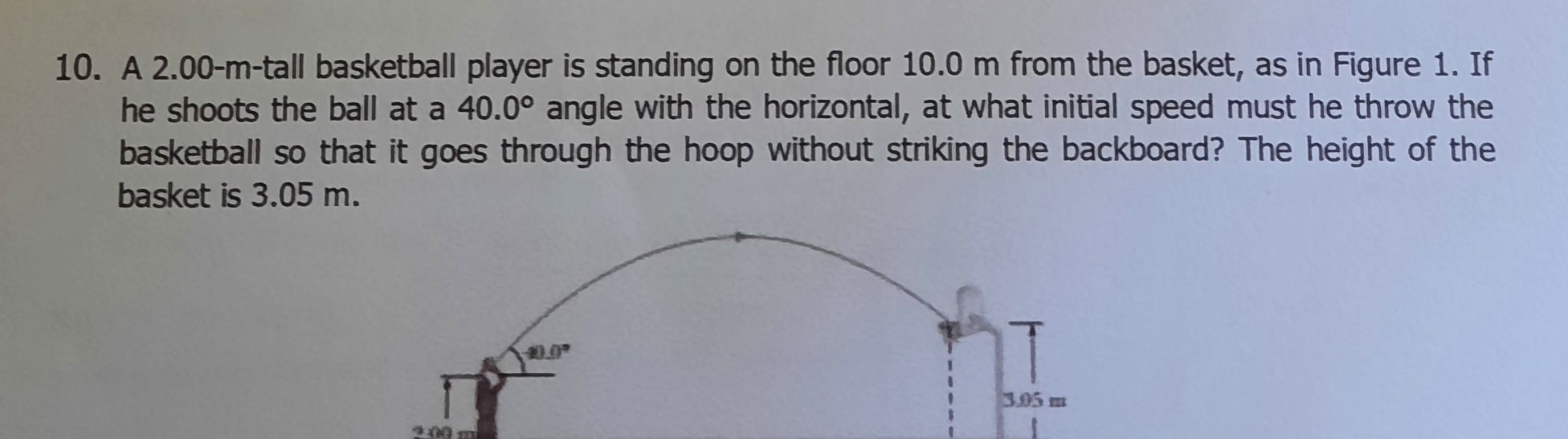 SOLVED 10. A 2.00mtall basketball player is standing on the floor 10