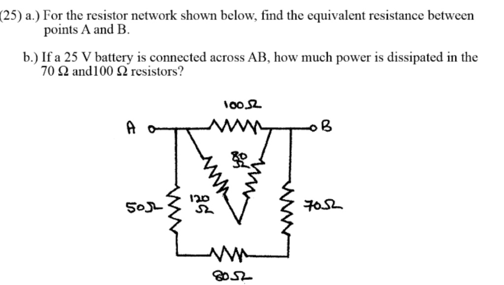 SOLVED a.) For the resistor network shown below, find the equivalent