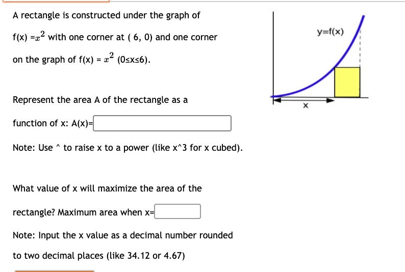Rectangle is constructed under the graph of yfx fx with one...