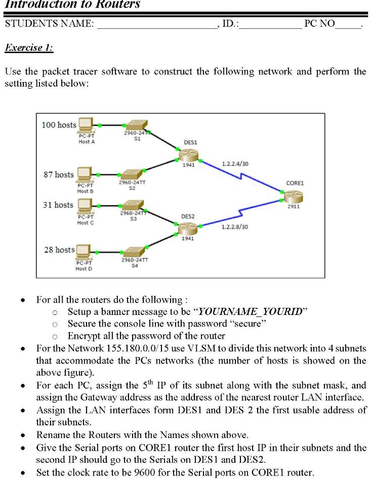 Ms Tech Router Machine Softwar Interface Introduction to Routers STUDENTS NAME: Exercise 1: ID.: PC...