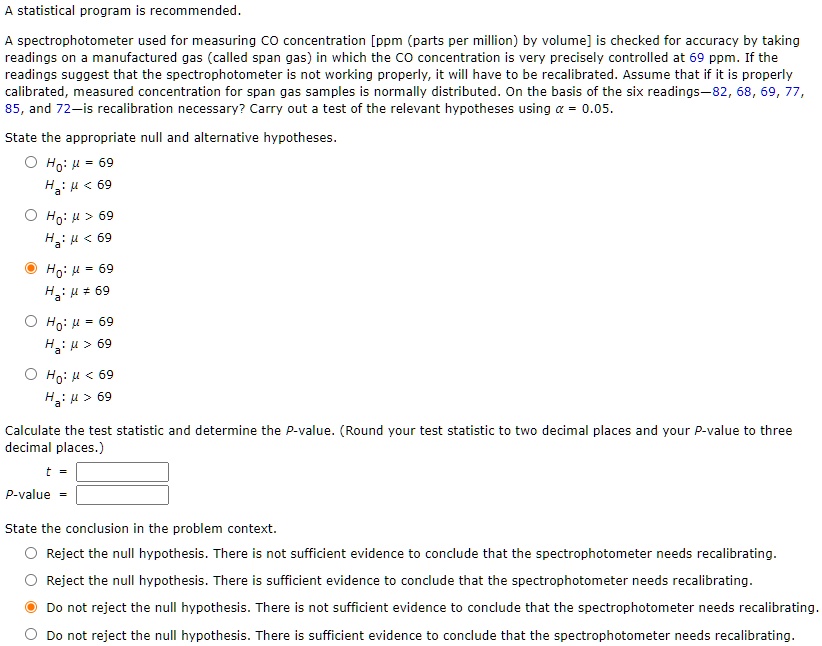 SOLVED Statistical program is A spectrophotometer used