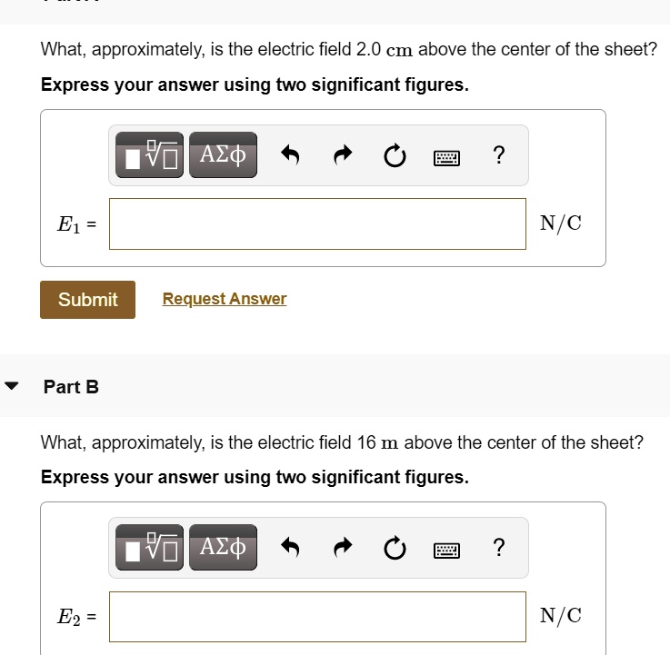 SOLVED: What is the electric field 2.0 cm above the center of the sheet ...