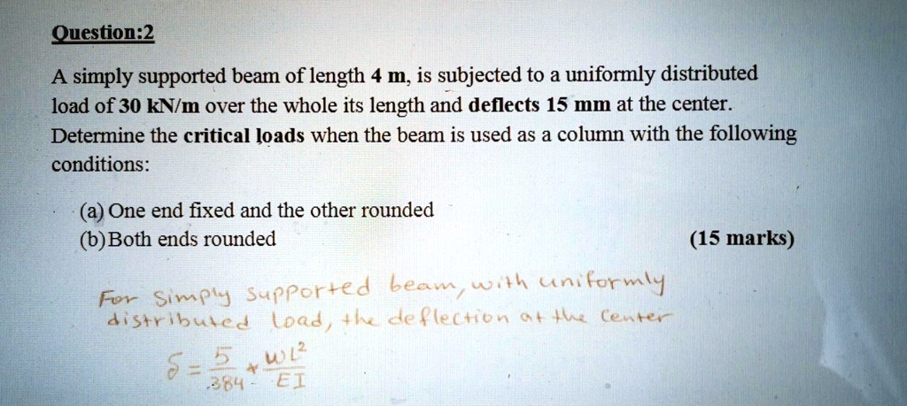 A simply supported beam of length 4 m is subjected to a uniformly ...