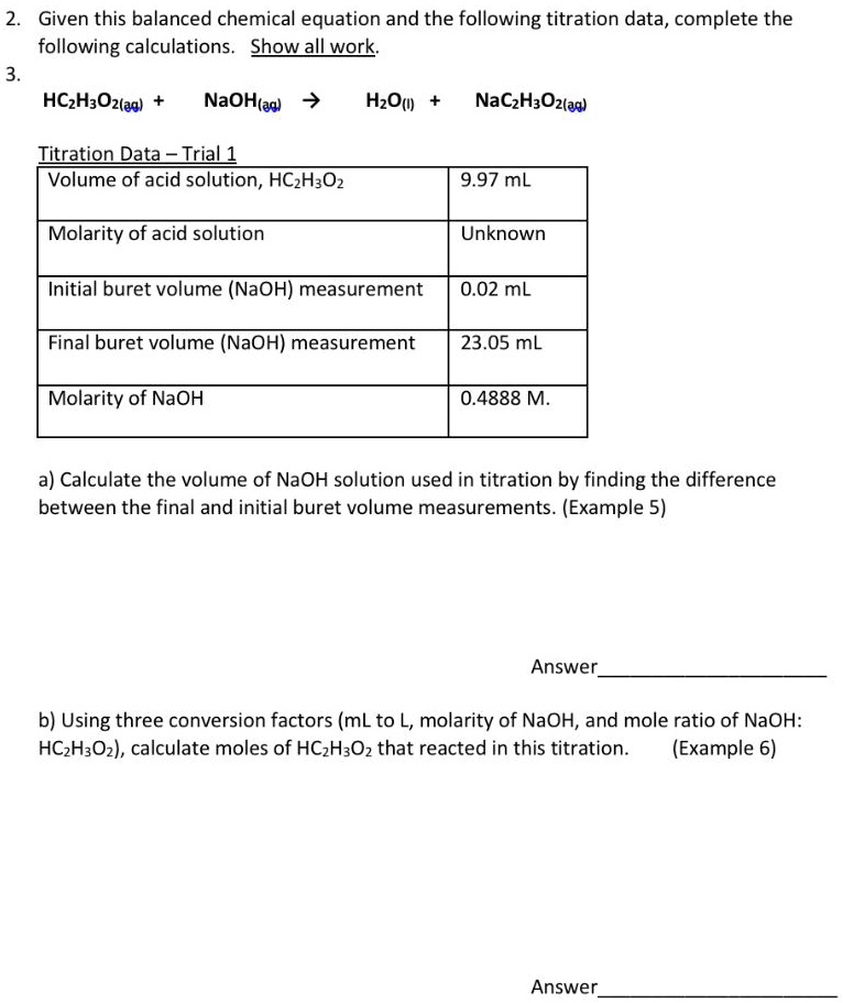 SOLVED Given this balanced chemical equation and the following