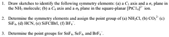 SOLVED: Draw sketehes t0 identily the following symmelry elements: (4)4 ...