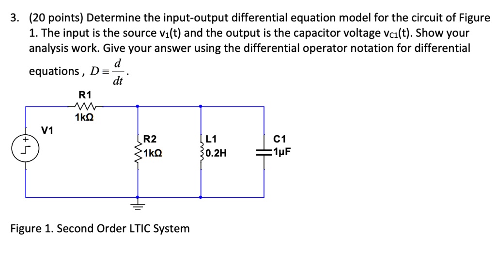 3. (20 points) Determine the input-output differential equation model ...