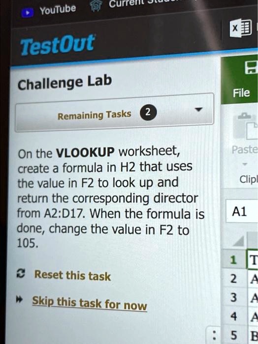 SOLVED Texts TestOut Challenge Lab Remaining Tasks 2 On the VLOOKUP worksheet, create a