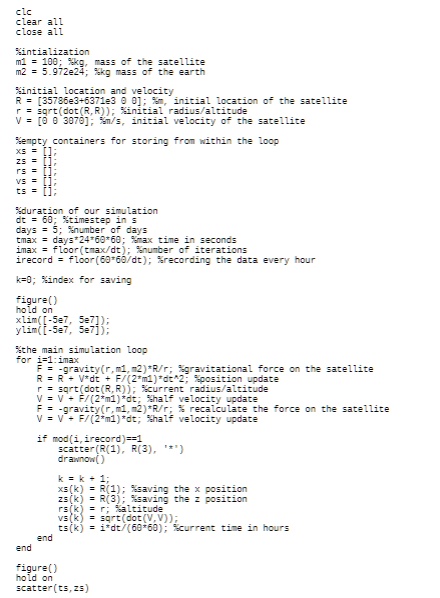 SOLVED: MATLAB Coding based on Orbit File (attached) From the starting ...