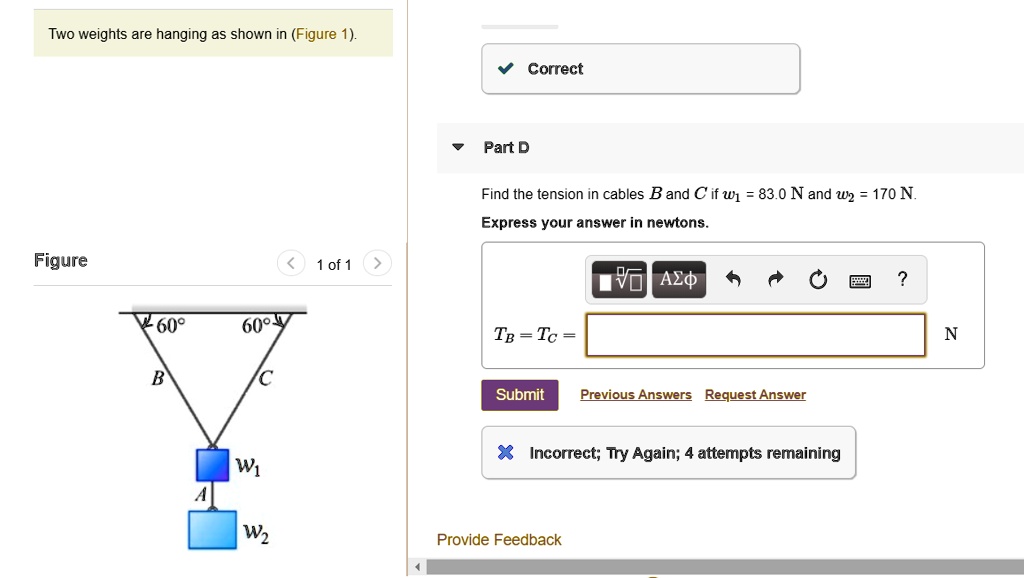 SOLVED: Two Weights Are Hanging As Shown In Figure 1. Part D Find The ...