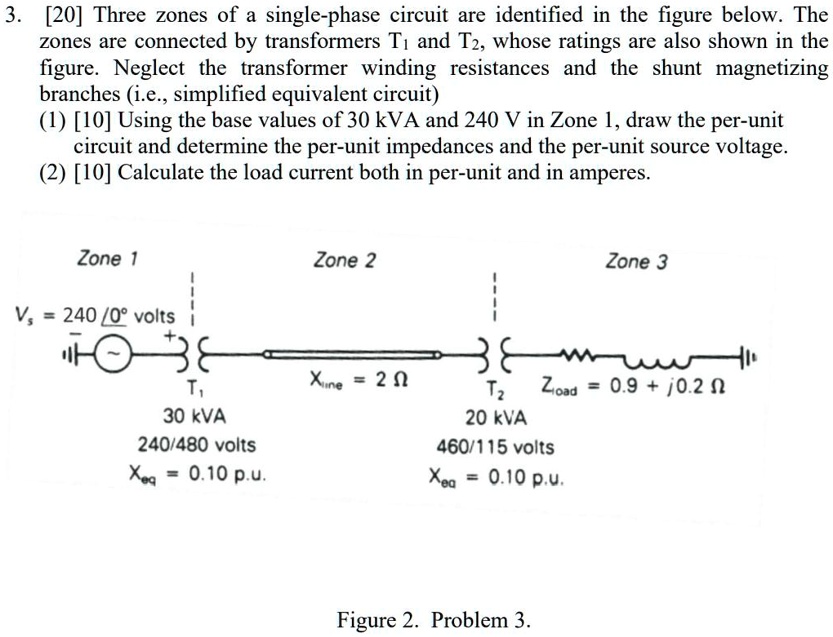 SOLVED: 3. [20] Three zones of a single-phase circuit are identified in ...