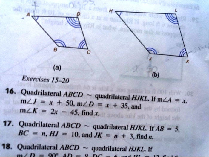 SOLVED: #ciAu (a) (b) Exercises 15-20 16. Quadrilateral ABCD 't (c % Oc ...