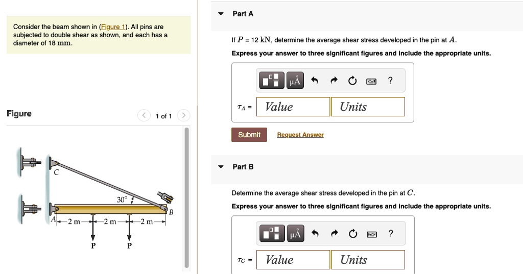 SOLVED: Part A Consider the beam shown in Figure 1.All pins are ...