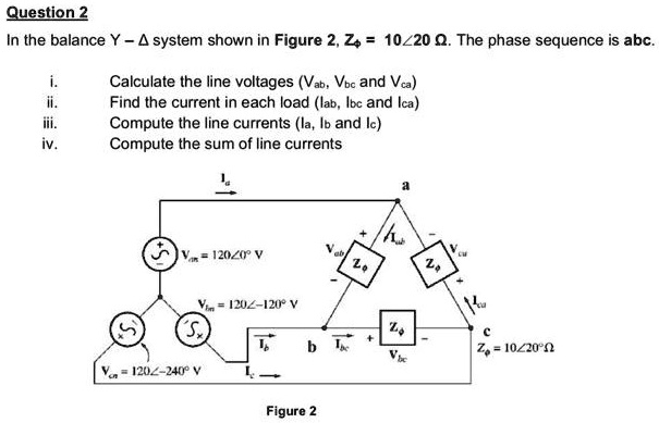 SOLVED: In the balanced Y-system shown in Figure 2, Z = 1020. The phase ...