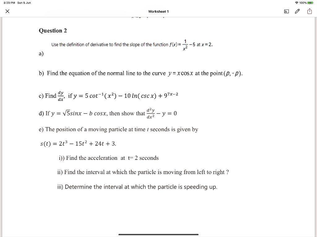 SOLVED:8:M Pl 1004, Worksheet - d1 Question 2 Use the definition of ...