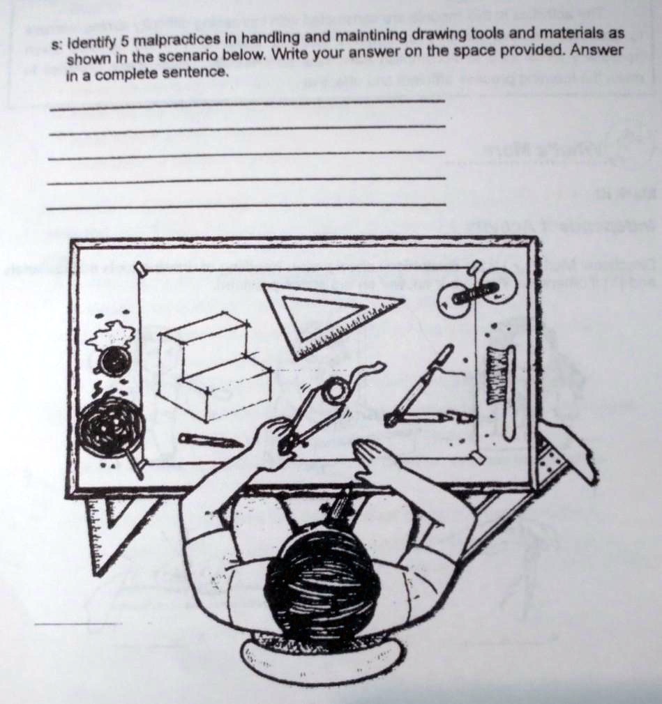 Mainaining Drawing SOLVED: Help me with this activity. Identify 5 malpractices in handling ...