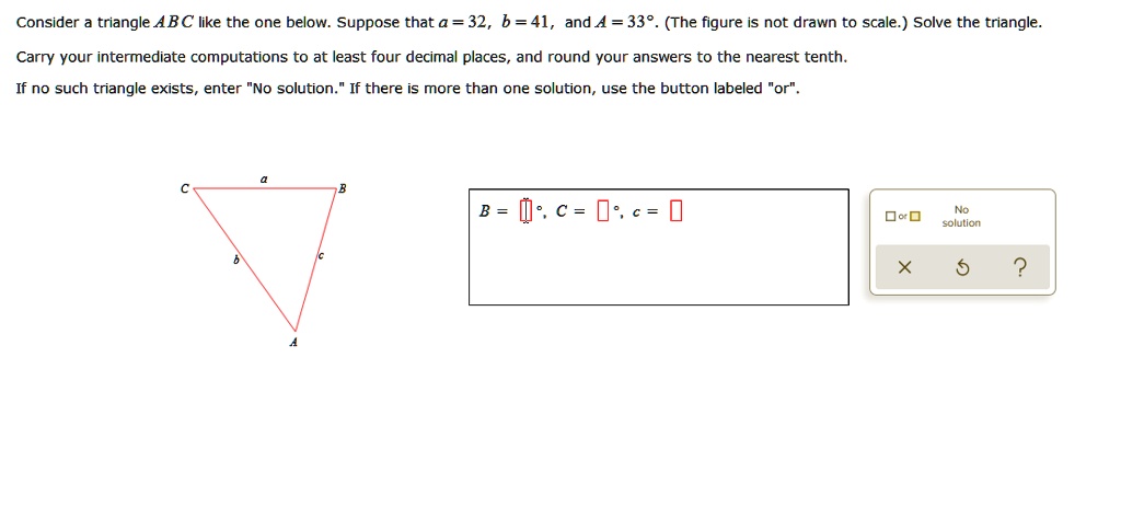 SOLVED: Consider triangle ABC like the one below: Suppose that a