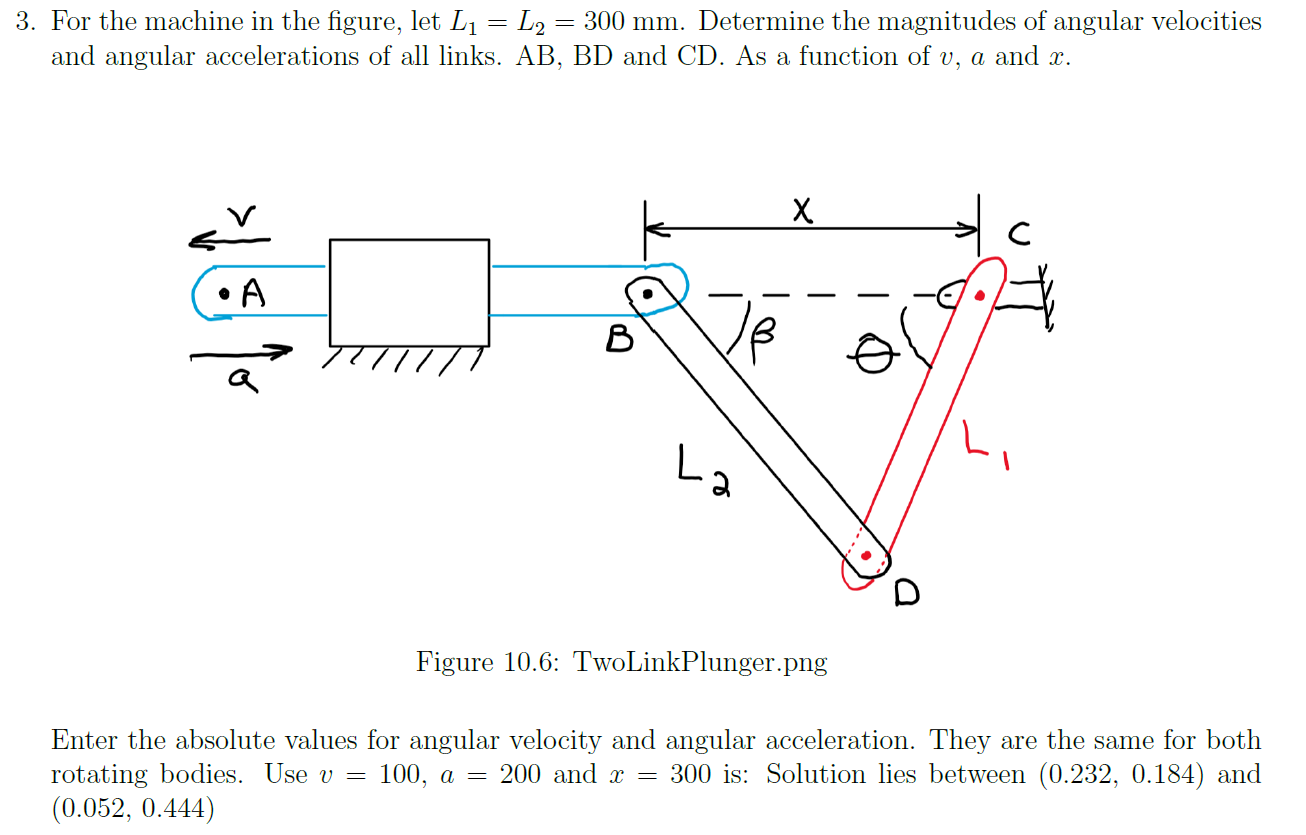 Solved: 3. For The Machine In The Figure, Let L1=l2=300 Mm. Determine 