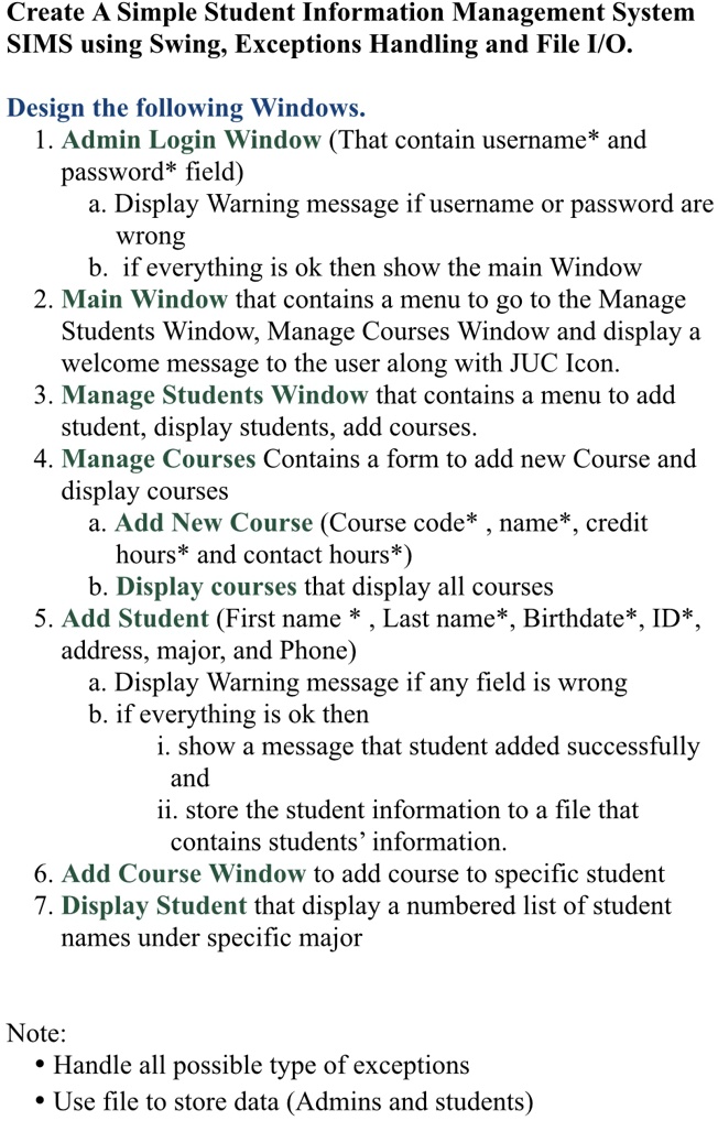 Create simple student information management system sims...