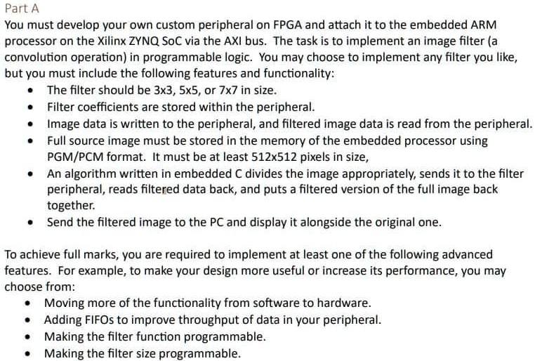 SOLVED: Part A You must develop your own custom peripheral on FPGA and ...