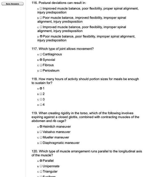 SOLVED Anlwert 116 Postural deviations can result in Olmproved muscle