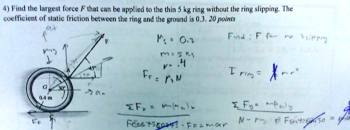 4 find the largest force f that can be applied to the thin 5 kg ring ...
