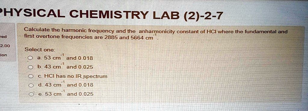 Physical Chemistry Lab (2)-2-7: Calculate the harmonic frequency and ...