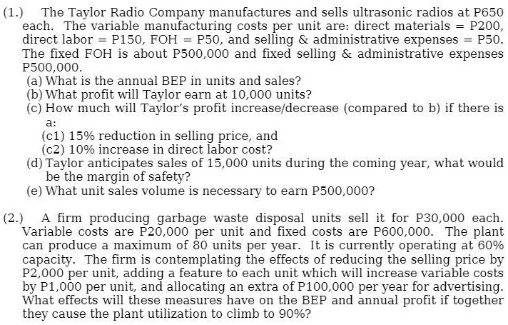 VIDEO solution: The Taylor Radio Company manufactures and sells ...