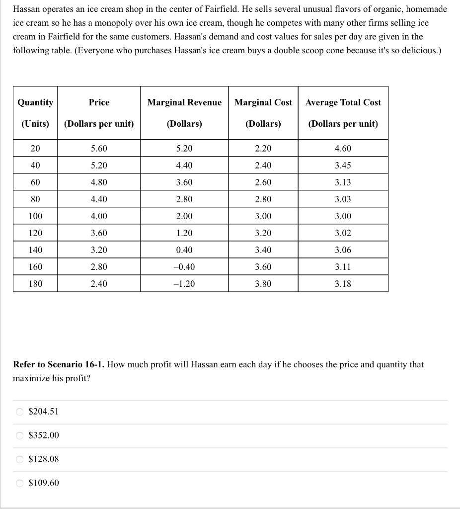 hassan operates an ice cream shop in the center of fairfield he sells ...