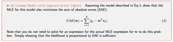 SOLVED:Q1 Linoar Hodol with Laplace Error [Zpts] Assuming the model ...