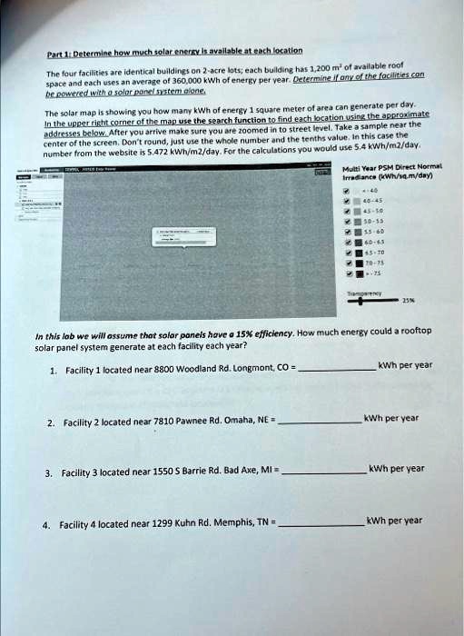 SOLVED Part 1 Determine how much solar energy is available at each