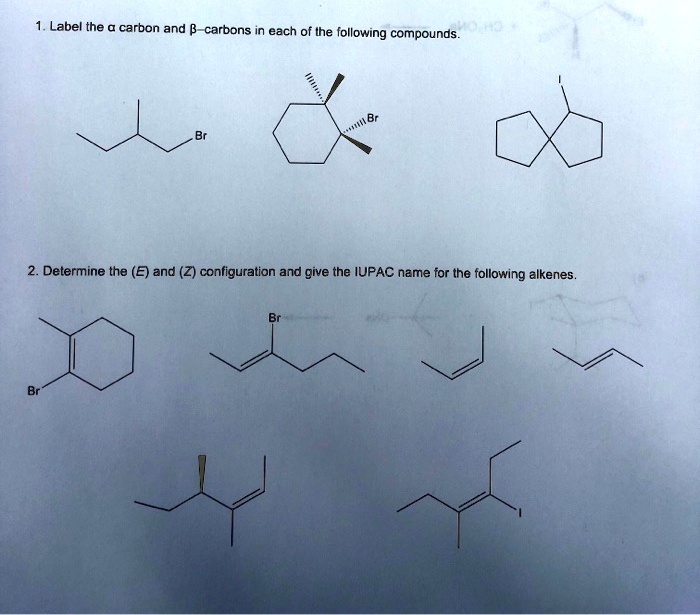 SOLVED: Label the carbon and carbons each of Ihe following compounds 2 ...